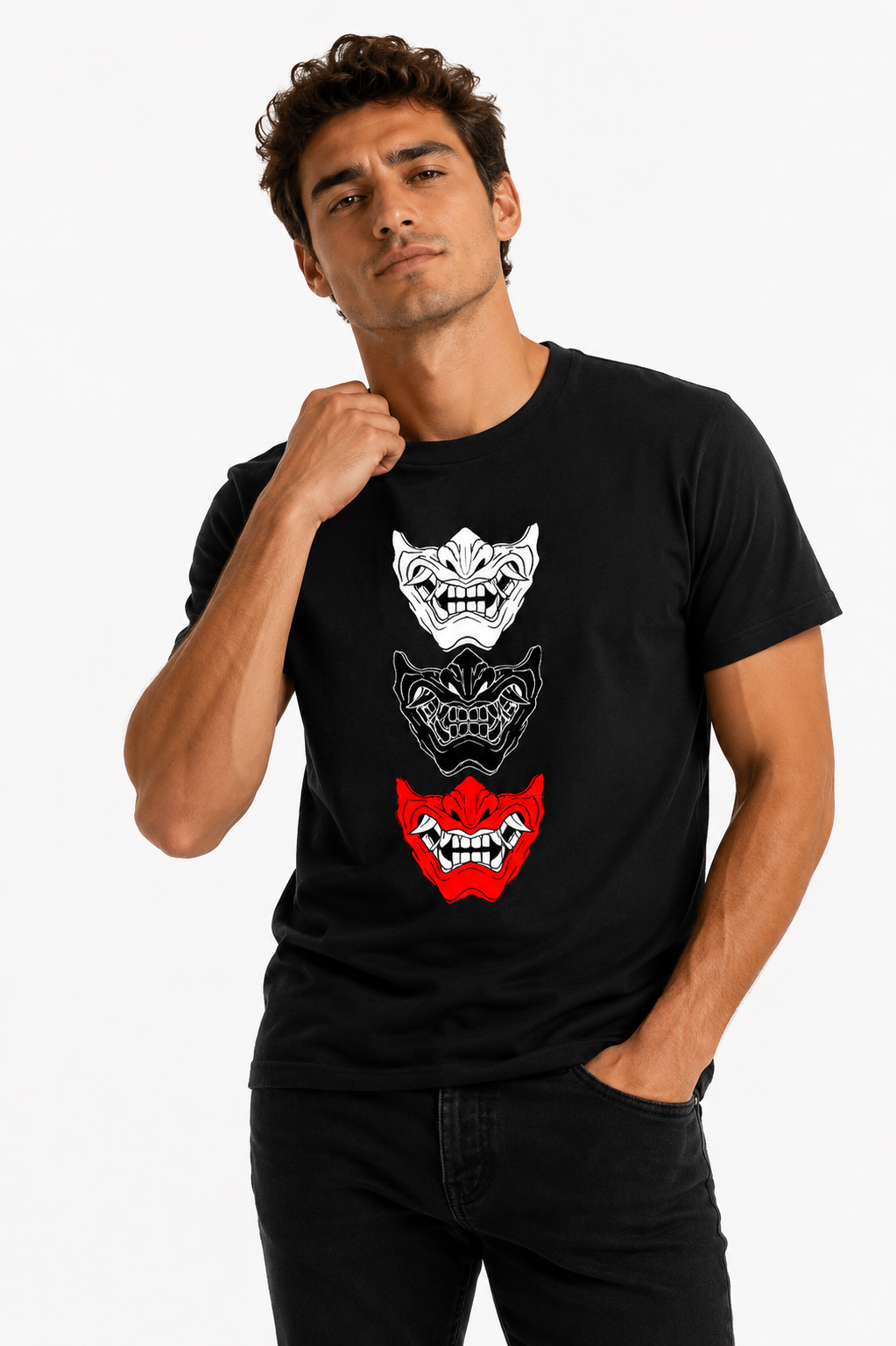 Japanese Oni Mask T-Shirt – Premium 100% Cotton Graphic Tee