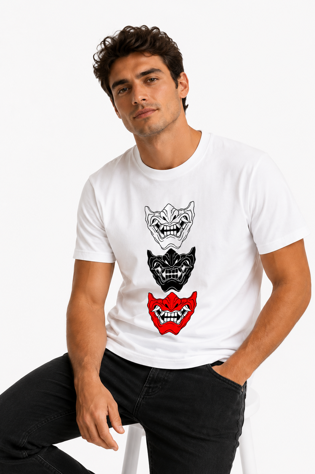 Japanese Oni Mask T-Shirt – Premium 100% Cotton Graphic Tee