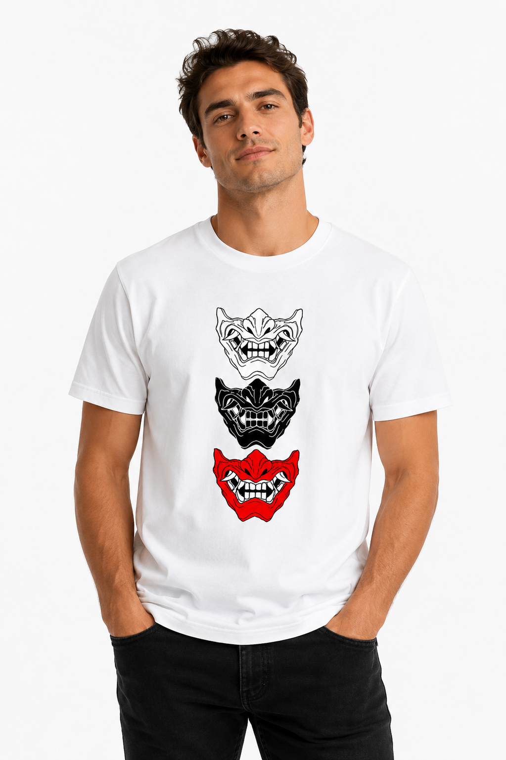 Japanese Oni Mask T-Shirt – Premium 100% Cotton Graphic Tee