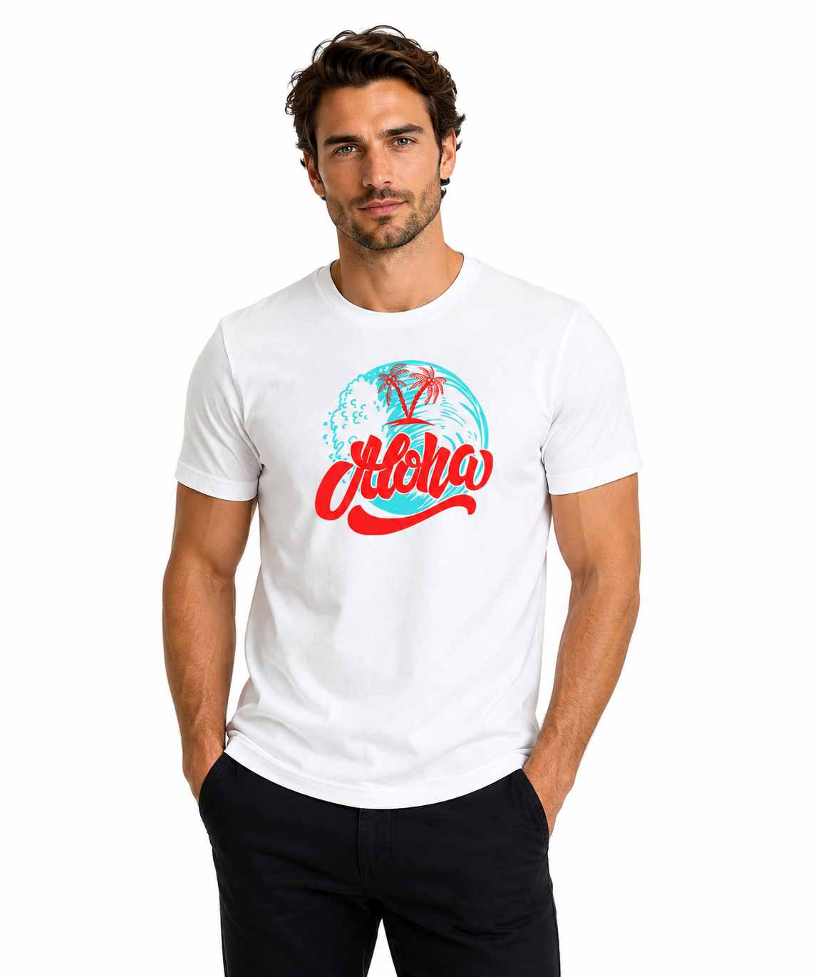 Aloha Wave Premium Cotton T-Shirt – Tropical Graphic Tee for Men & Women