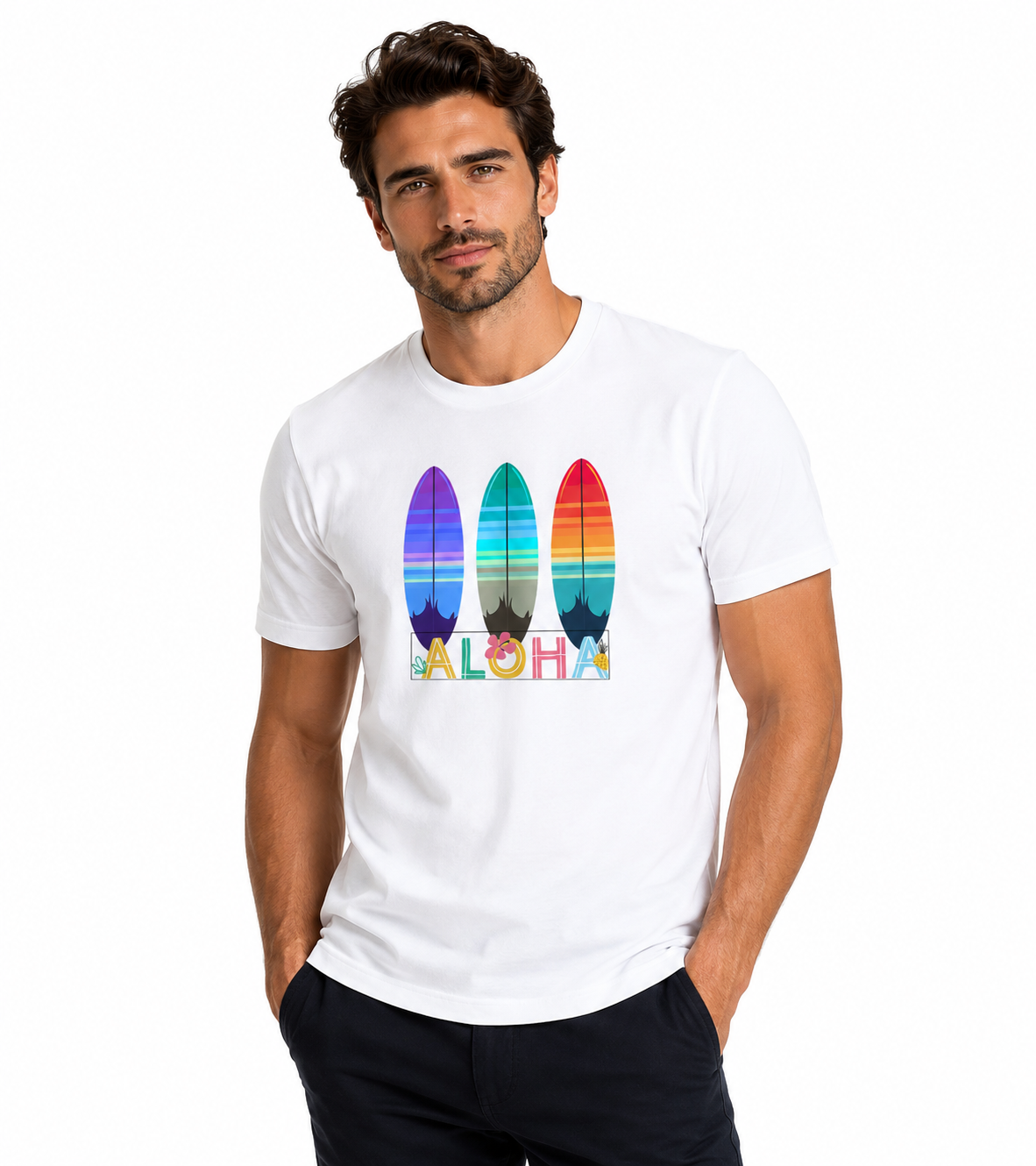Premium 100% Cotton Aloha Surfboard T-Shirt – Premium 100% Cotton  Heavyweight Tropical Graphic Tee