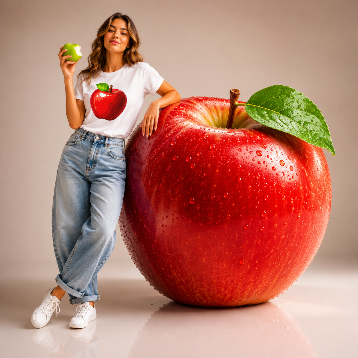 Tutti Frutti Apple T-Shirt – Red Apple Graphic Tee, Premium 100% Cotton Unisex Shirt