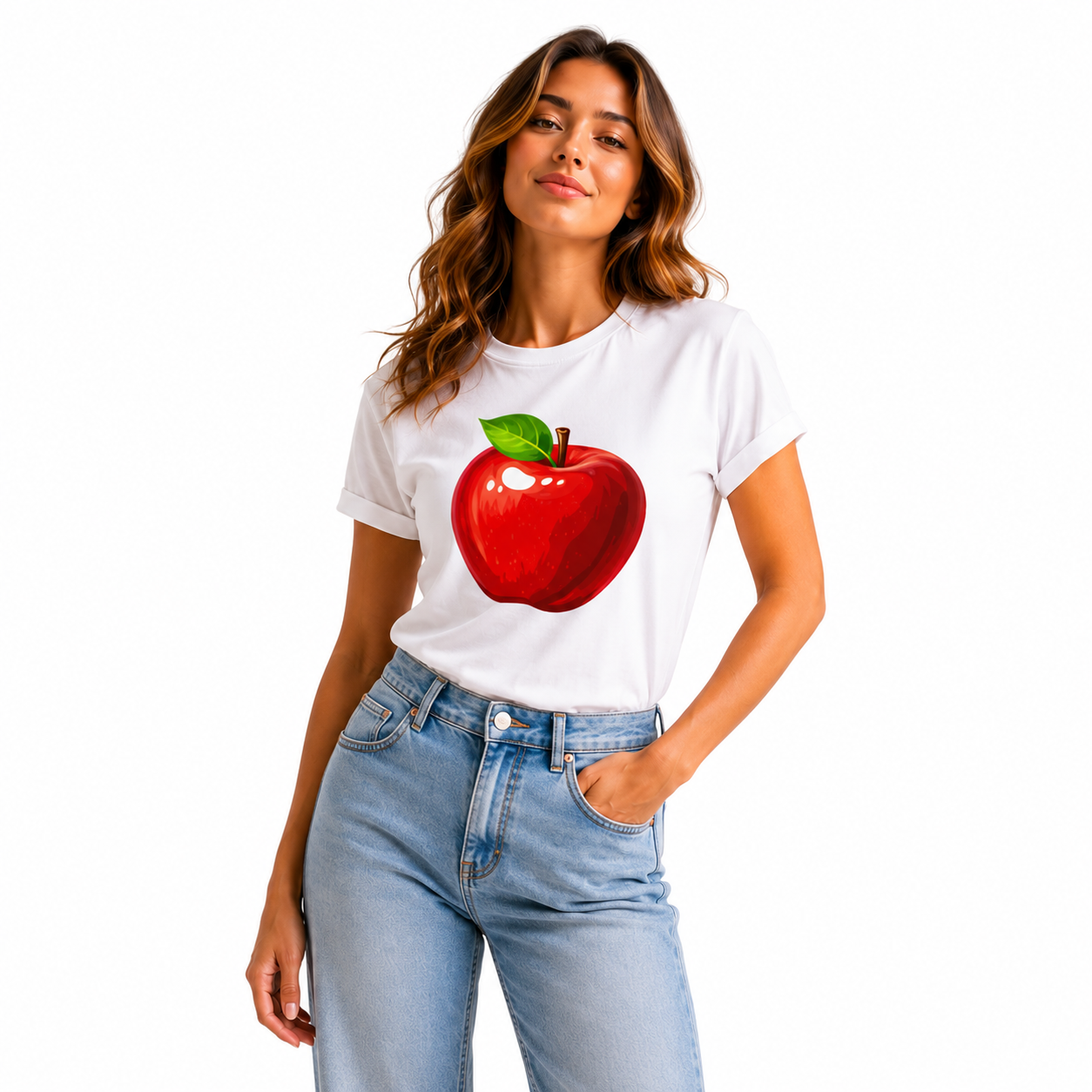 Tutti Frutti Apple T-Shirt – Red Apple Graphic Tee, Premium 100% Cotton Unisex Shirt