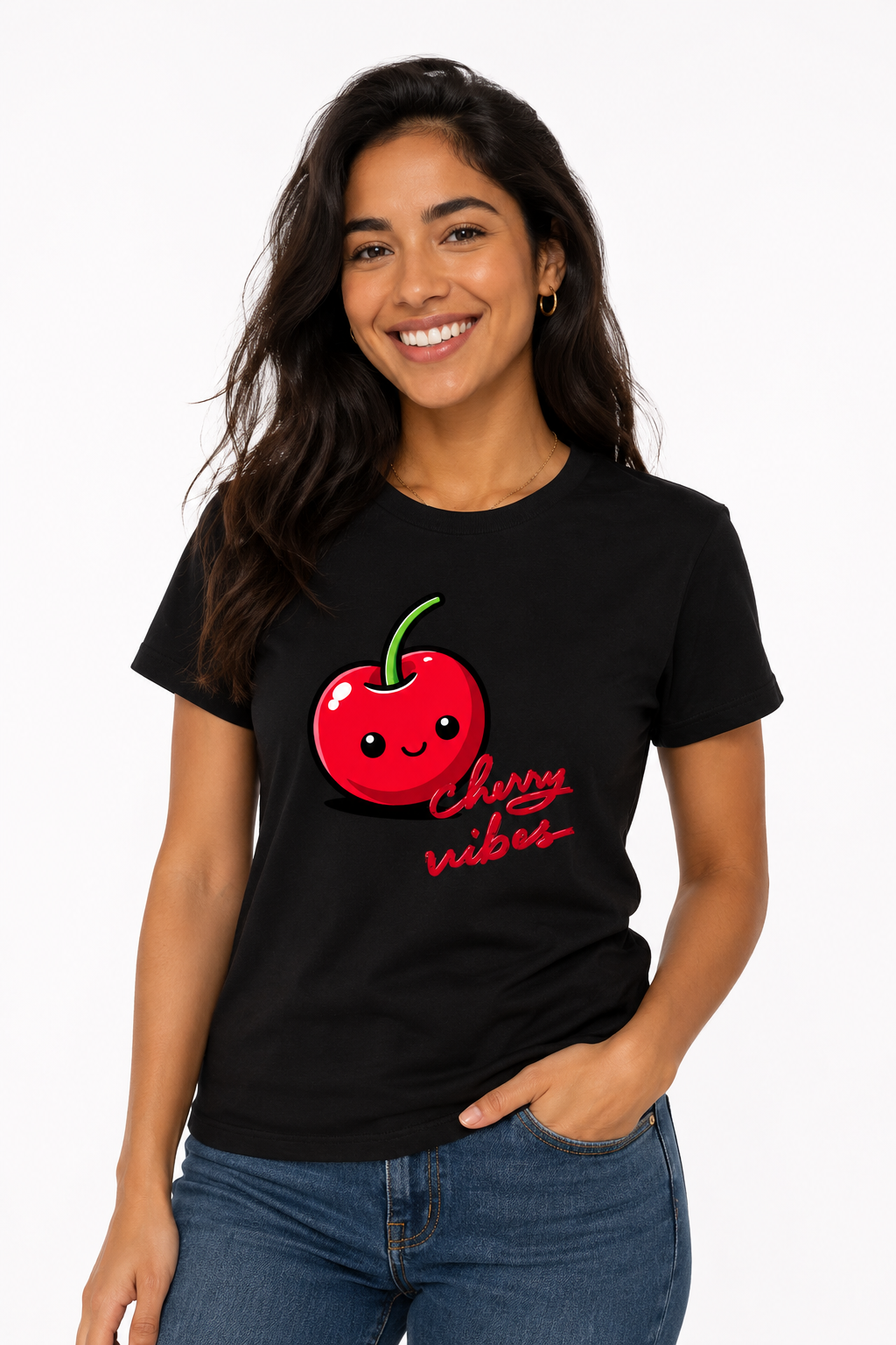 Tutti Frutti Cherry Vibes T-Shirt – Cute Cherry Graphic Tee, 100% Cotton Unisex Fruit Shirt