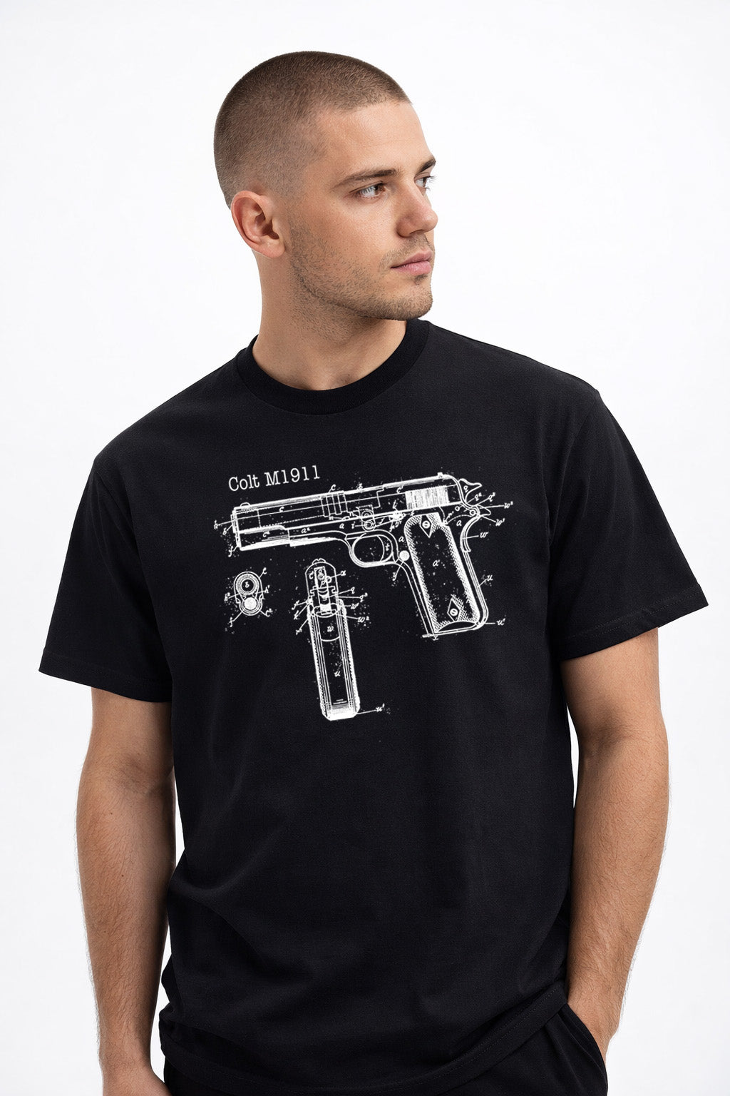 Colt M1911 Patent T-Shirt – 100% Cotton Blue Print