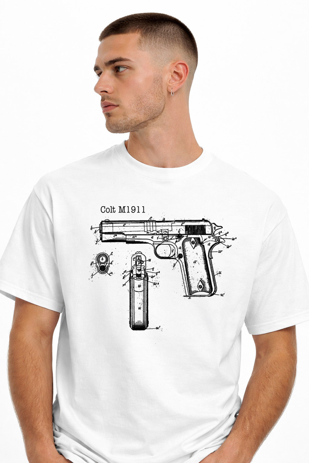 Colt M1911 Patent T-Shirt – 100% Cotton Blue Print – urbx-ink