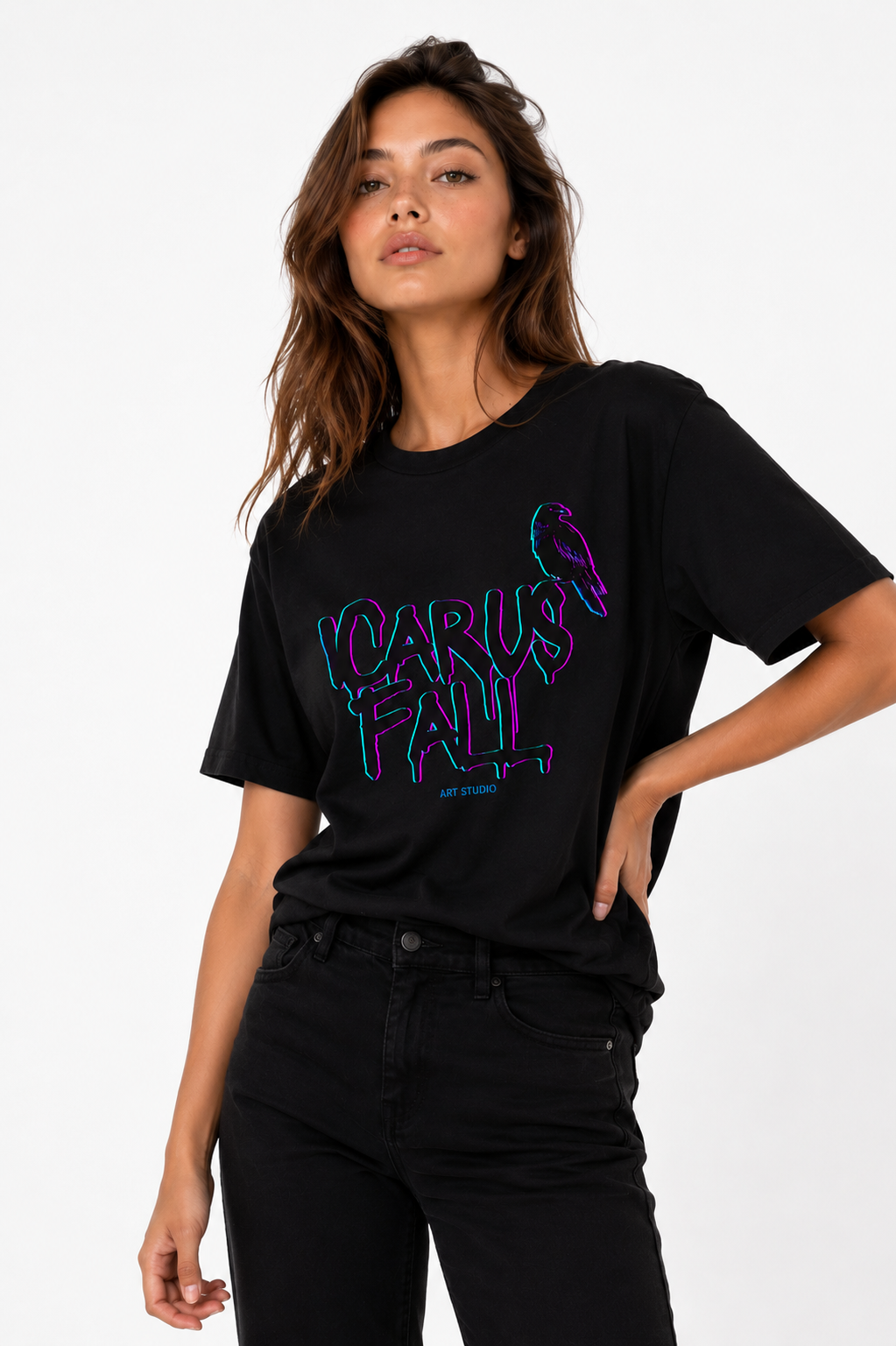 Icarus Fall Raven Graphic T-Shirt | 100% Cotton Streetwear Tee