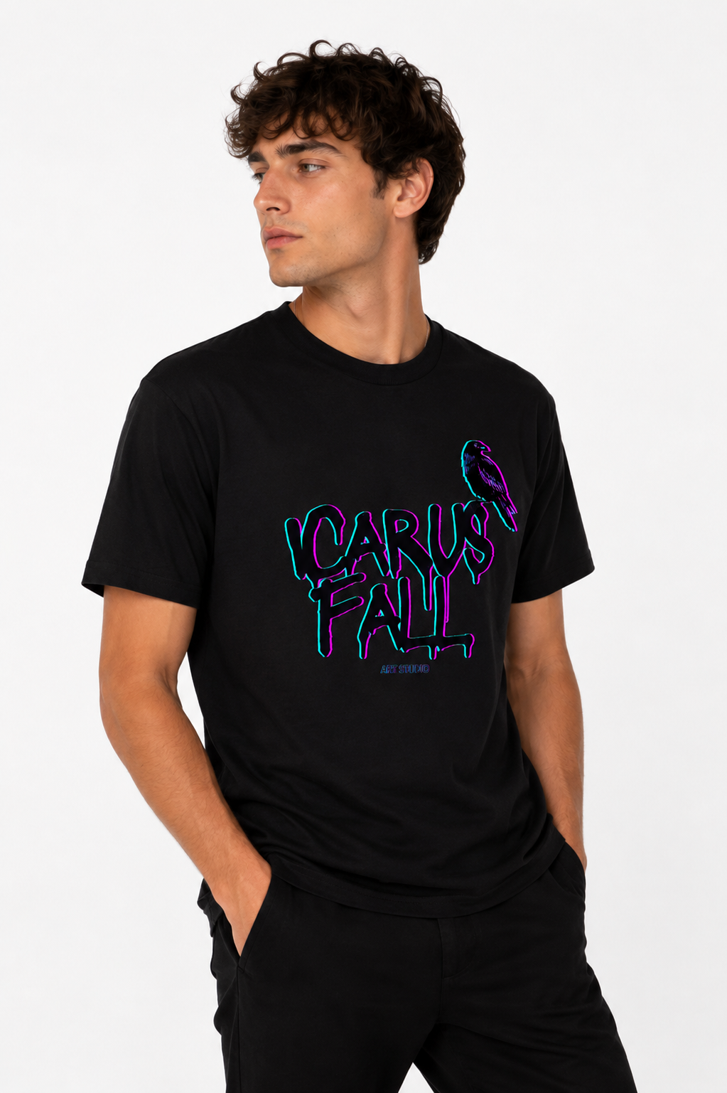Icarus Fall Raven Graphic T-Shirt | 100% Cotton Streetwear Tee