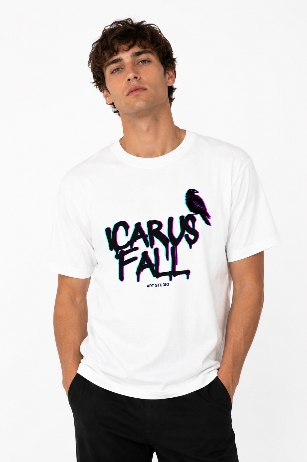 Icarus Fall Raven Graphic T-Shirt | 100% Cotton Streetwear Tee