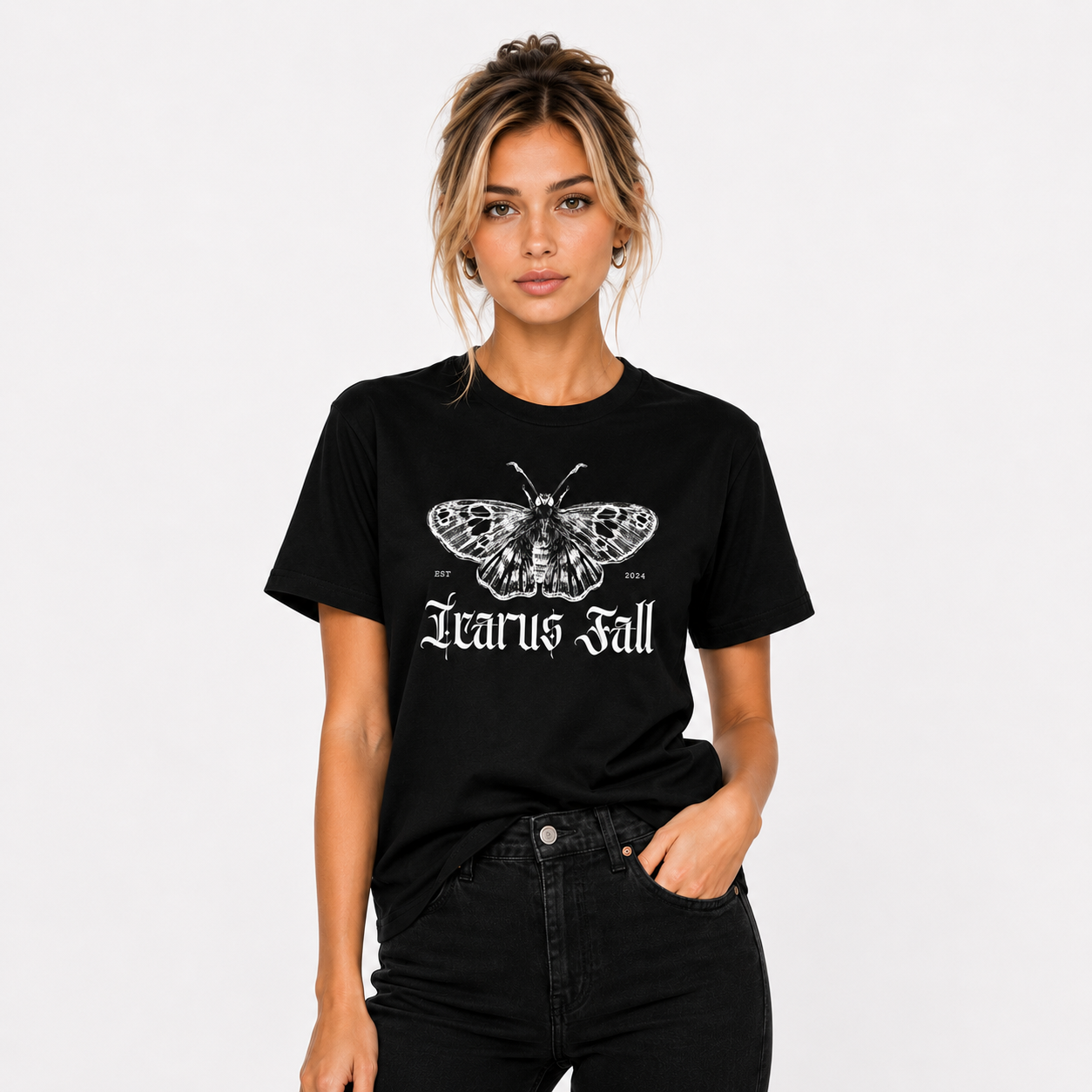 Icarus Fall Moth Graphic T-Shirt | 100% Cotton Gothic Tee