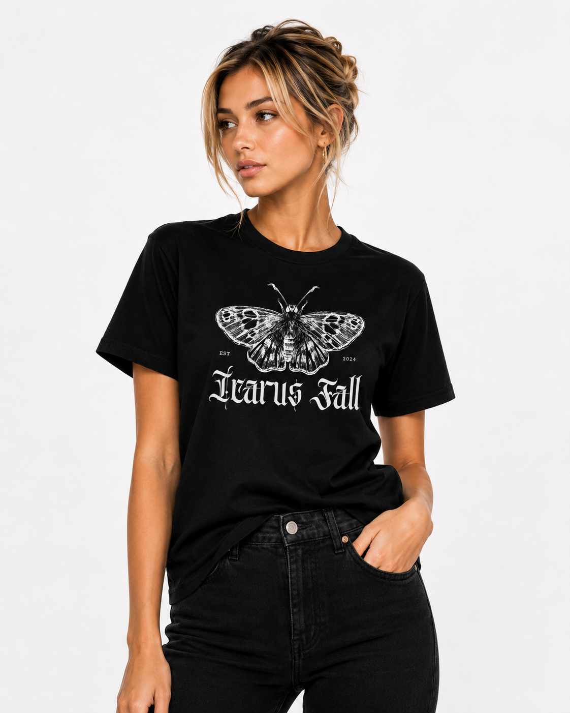 Icarus Fall Moth Graphic T-Shirt | 100% Cotton Gothic Tee