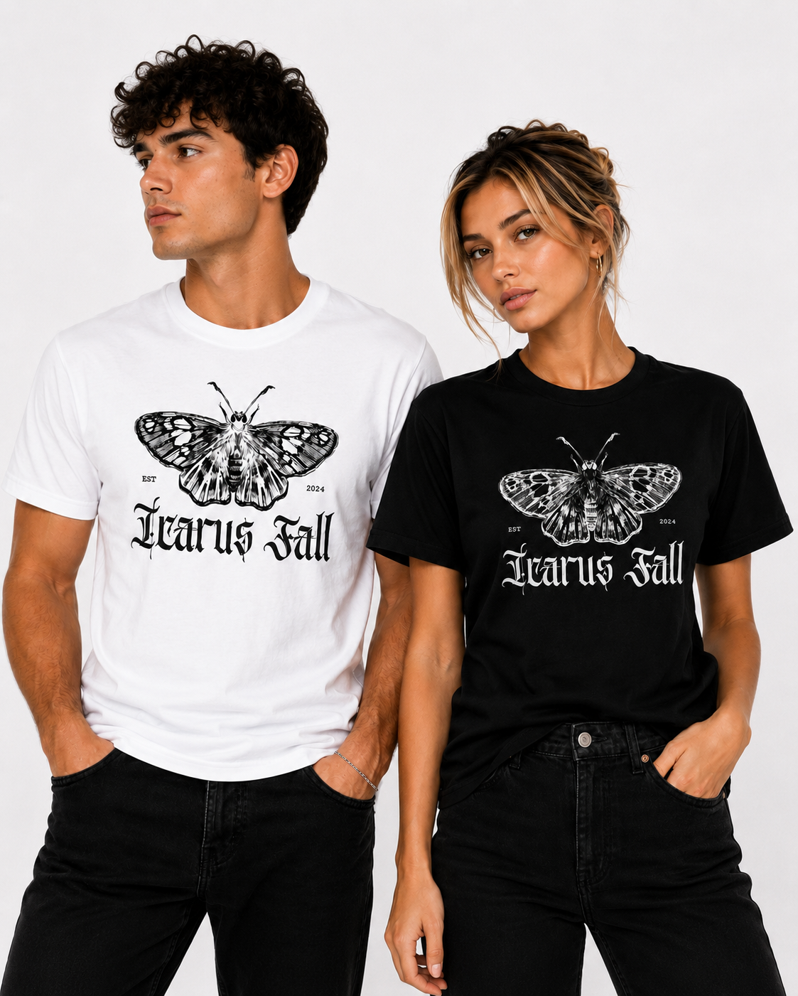 Icarus Fall Moth Graphic T-Shirt | 100% Cotton Gothic Tee