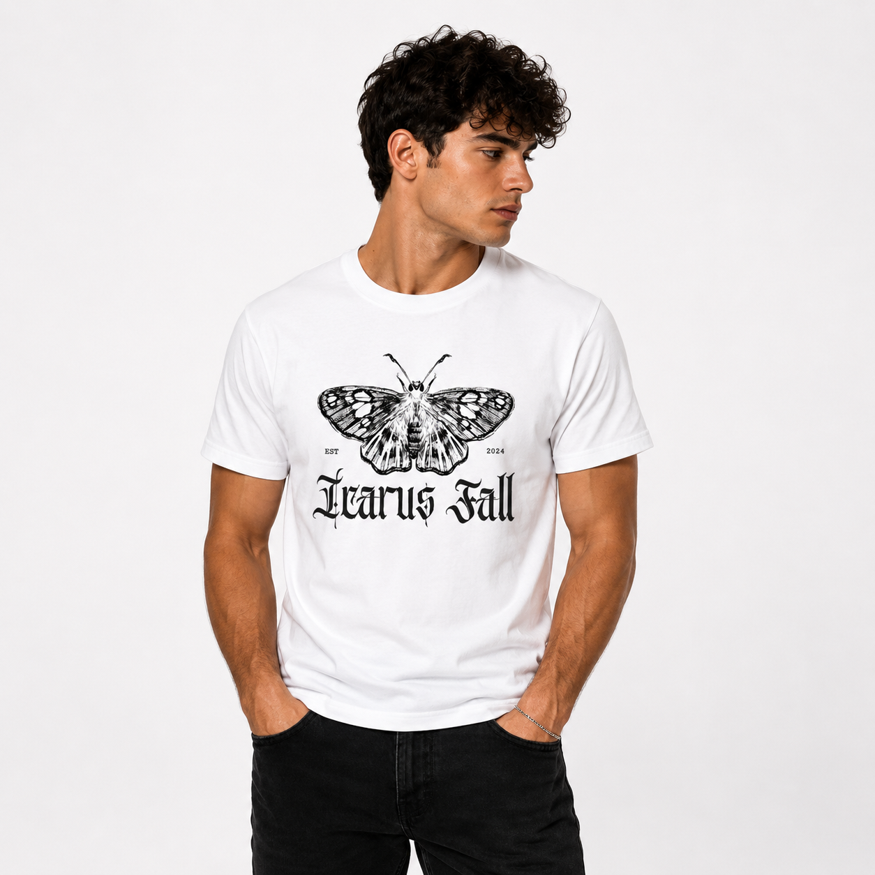 Icarus Fall Moth Graphic T-Shirt | 100% Cotton Gothic Tee