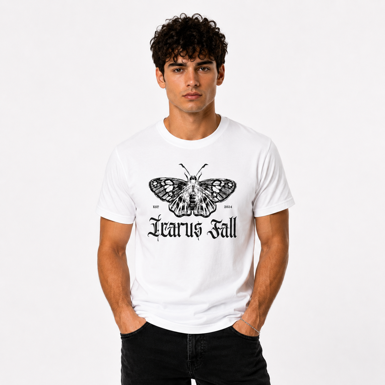 Icarus Fall Moth Graphic T-Shirt | 100% Cotton Gothic Tee