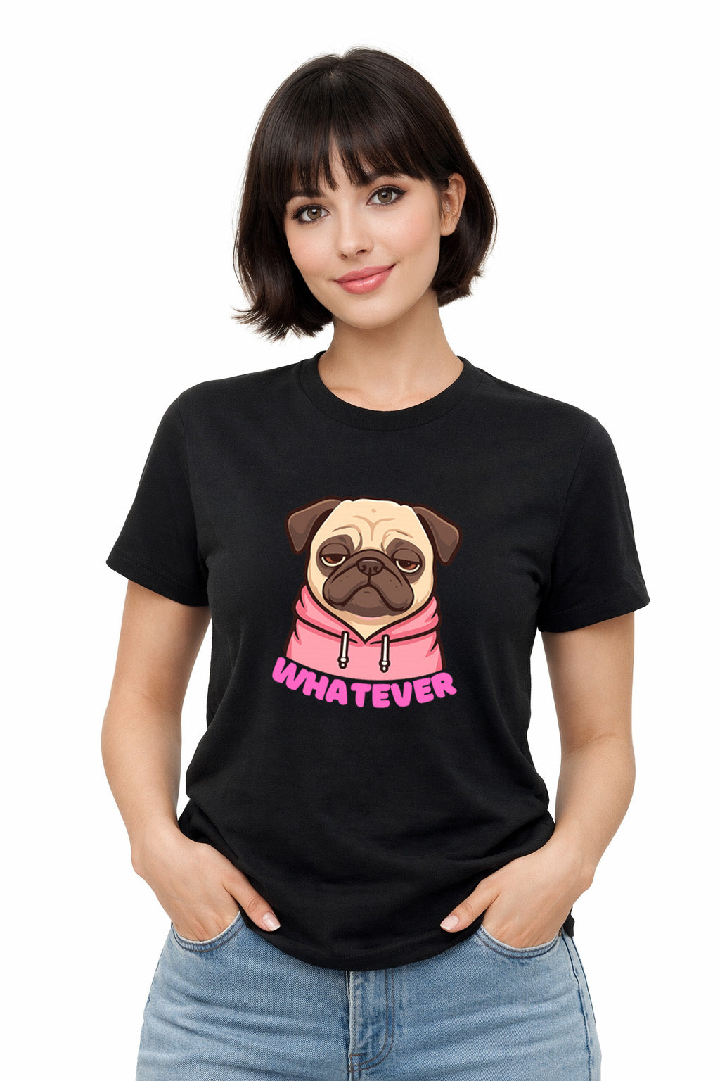 PUG “Whatever” T-Shirt – Funny Dog Graphic Tee, Unisex Premium Cotton Streetwear Shirt