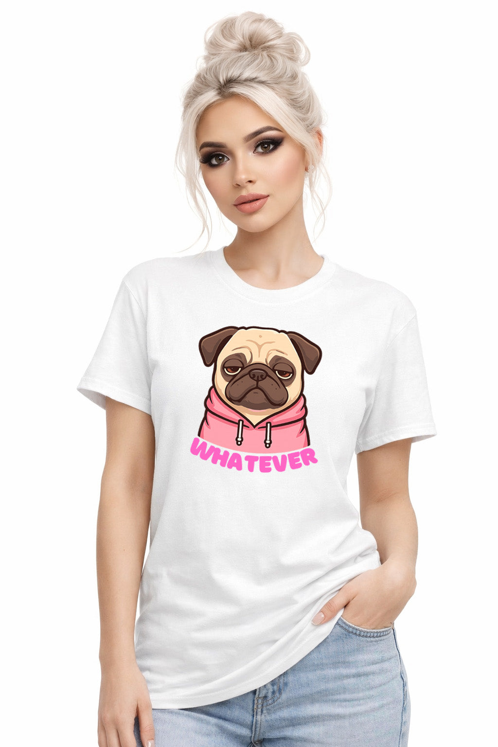 PUG “Whatever” T-Shirt – Funny Dog Graphic Tee, Unisex Premium Cotton Streetwear Shirt