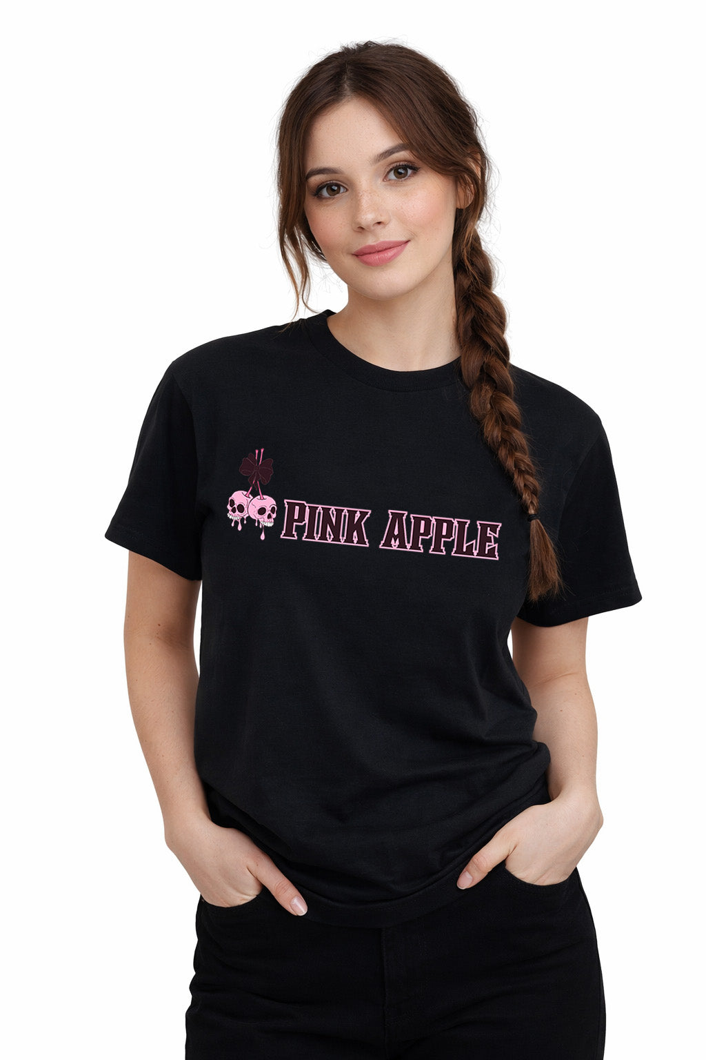 Pink Apple Graphic T-Shirt | 100% Cotton Alternative Fashion Tee