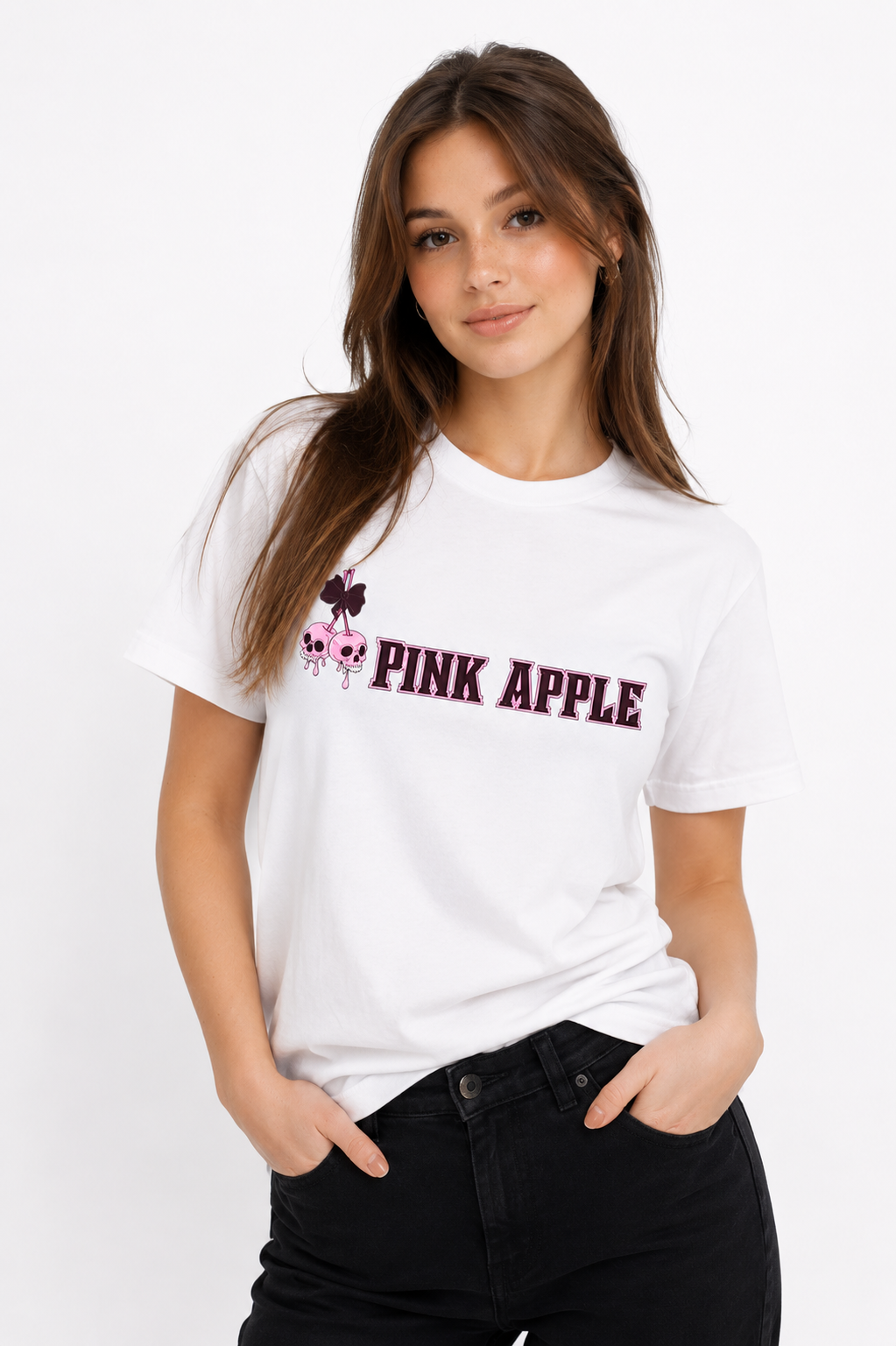Pink Apple Graphic T-Shirt | 100% Cotton Alternative Fashion Tee