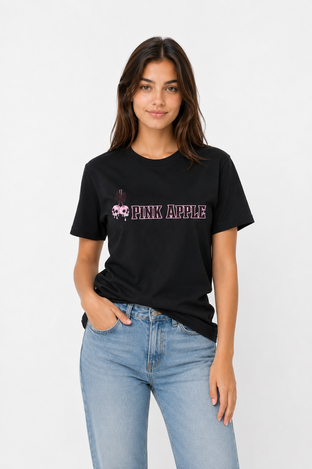 Pink Apple Graphic T-Shirt | 100% Cotton Alternative Fashion Tee