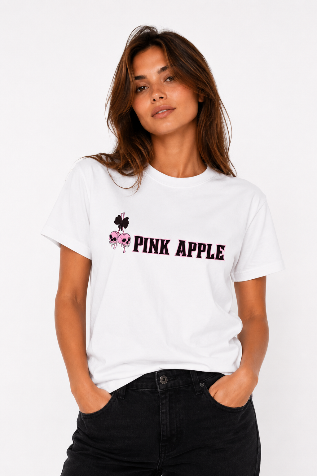 Pink Apple Graphic T-Shirt | 100% Cotton Alternative Fashion Tee