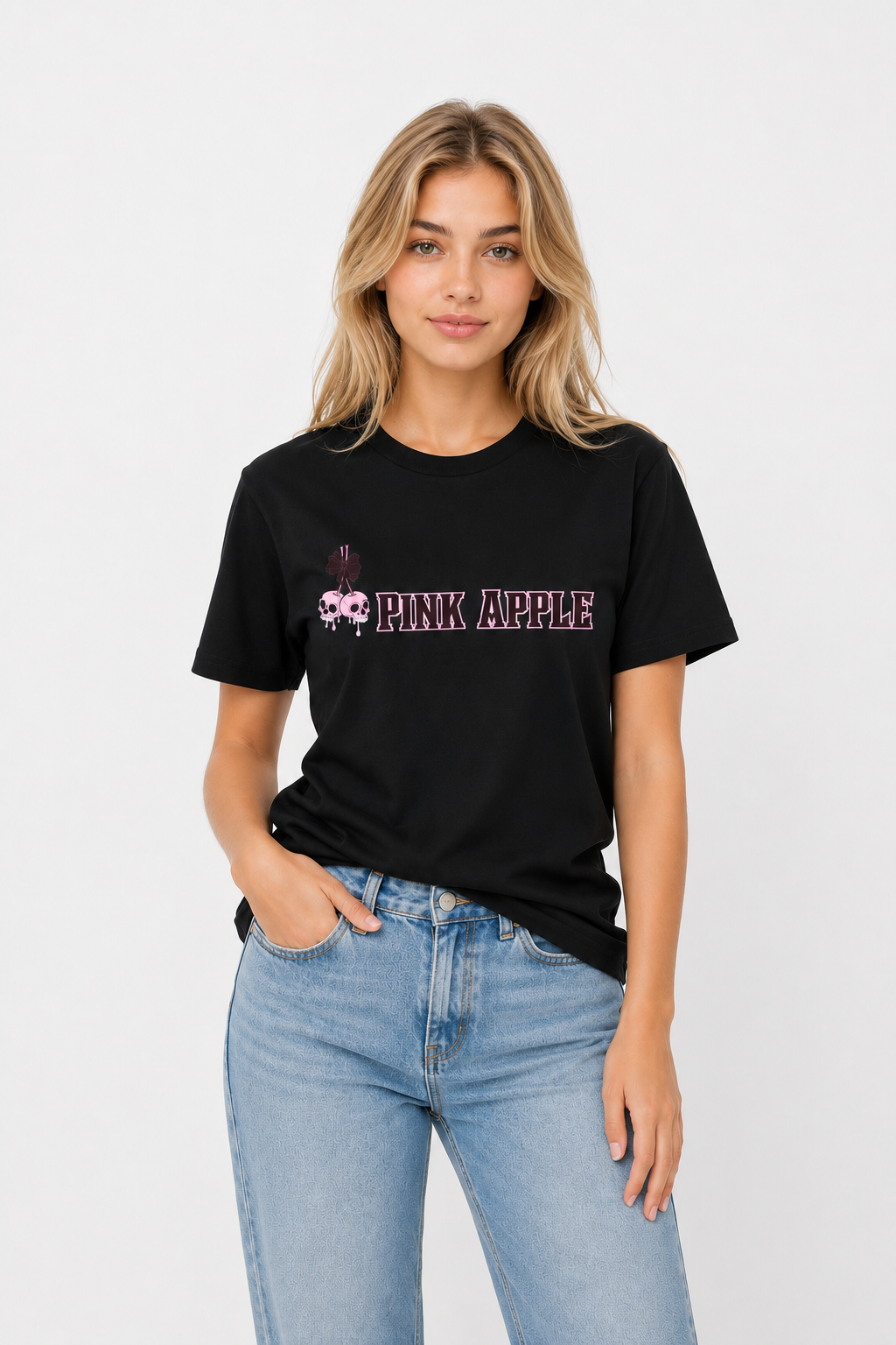 Pink Apple Graphic T-Shirt | 100% Cotton Alternative Fashion Tee