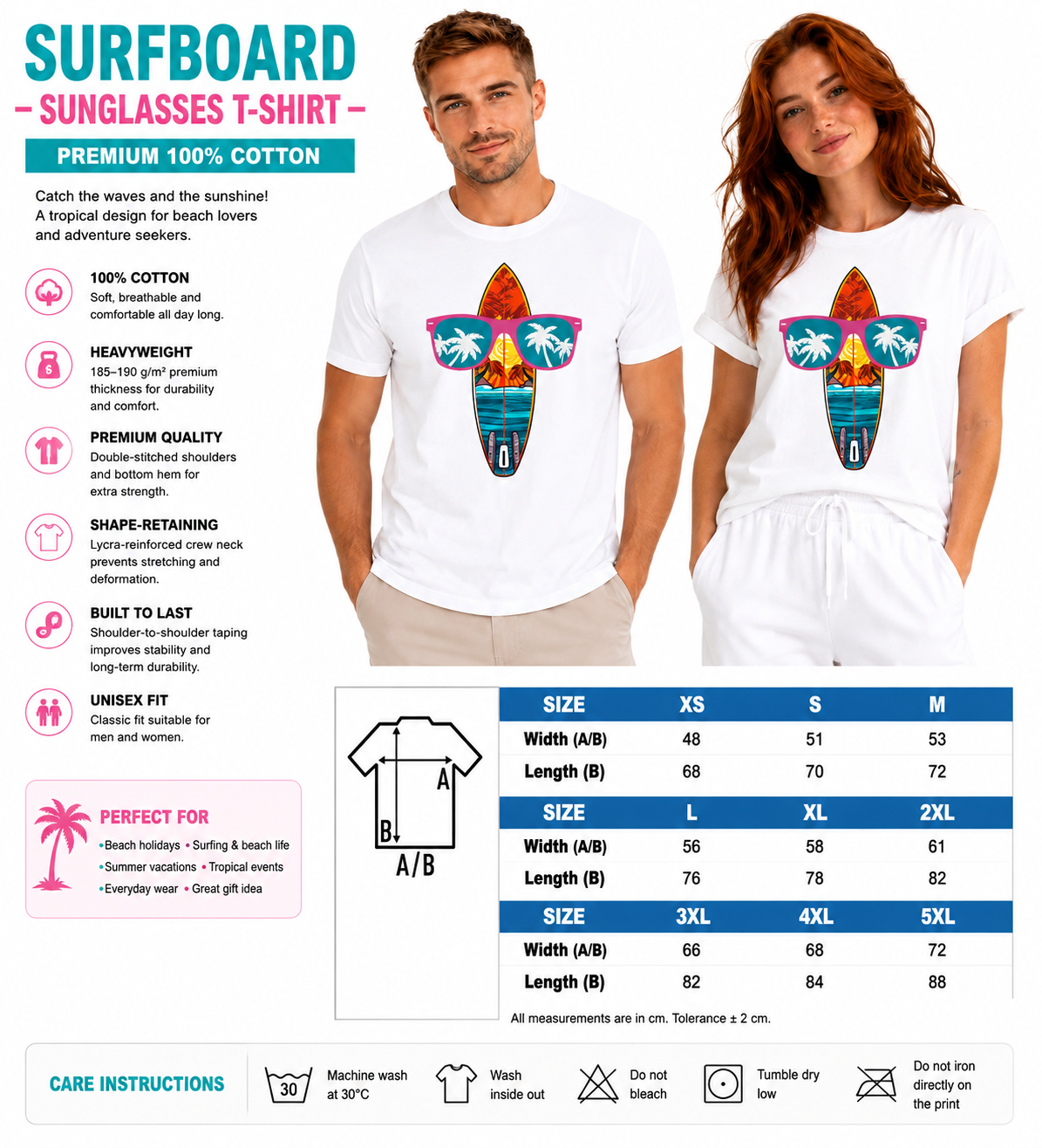 Surfboard Sunglasses Premium Cotton T-Shirt