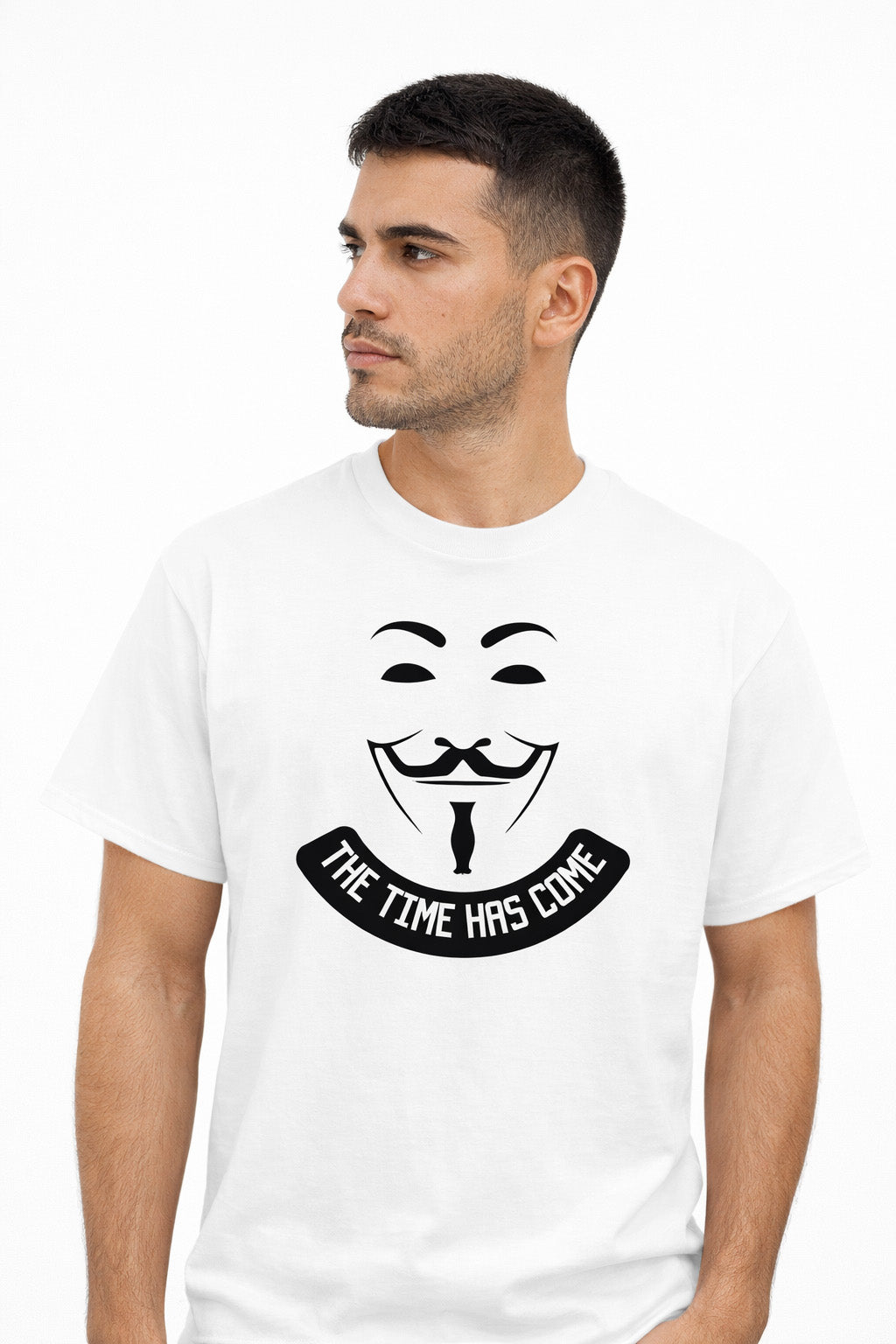 The Time Has Come T-Shirt – Anonymous Mask Streetwear Graphic Tee, Unisex Cotton Urban Style