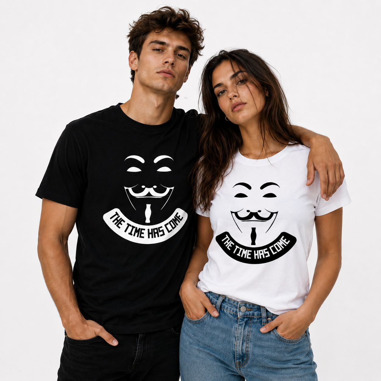 The Time Has Come T-Shirt – Anonymous Mask Streetwear Graphic Tee, Unisex Cotton Urban Style